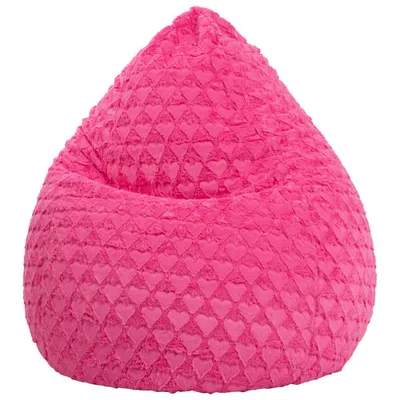Fauteuil poire contemporain en polyester Fluffy Hearts - Rose