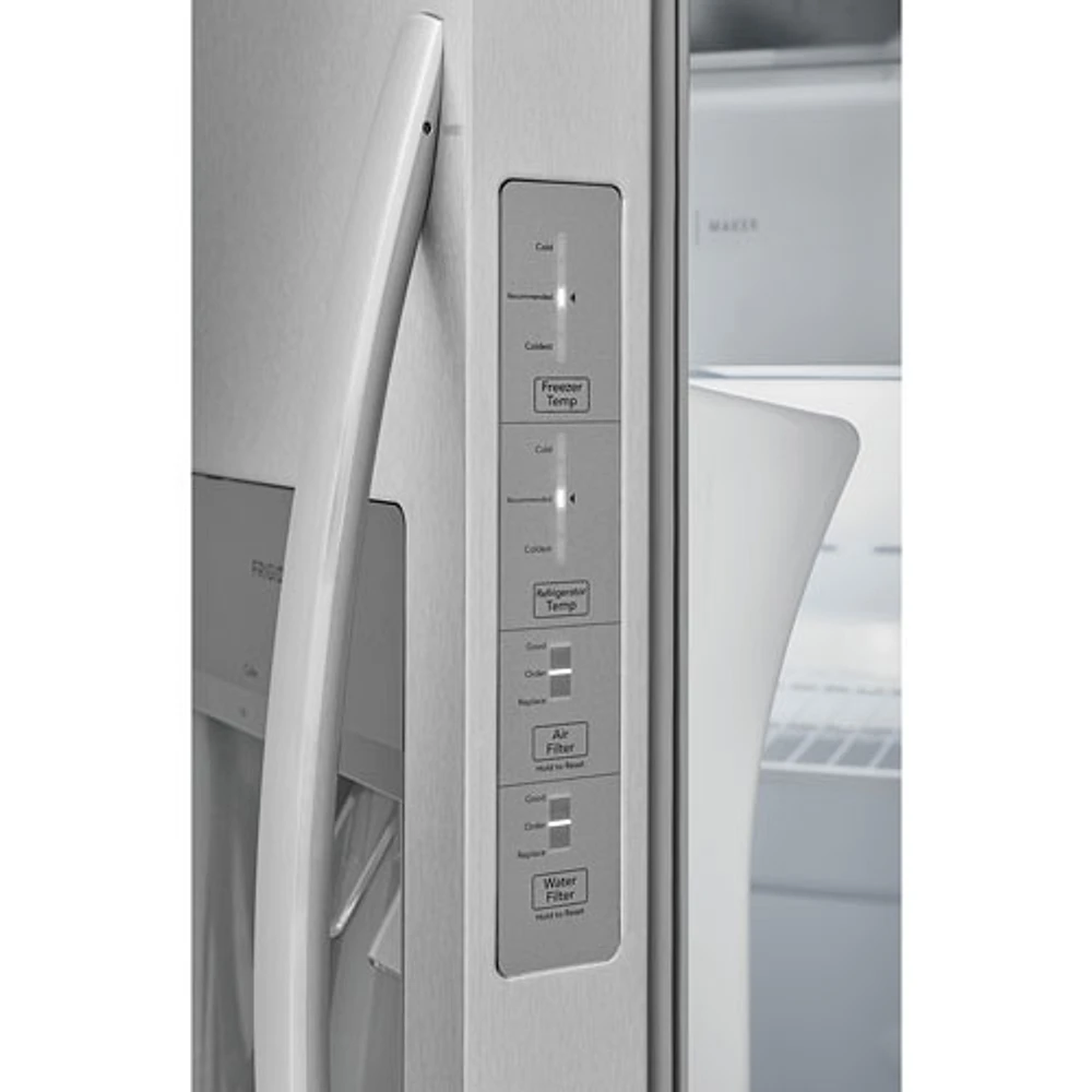 Réfrigérateur à congélateur juxtaposé de 22,3 pi³ et 33 po avec distributeur de glaçons et d'eau de Frigidaire (FRSS2323AS) - Acier inoxydable