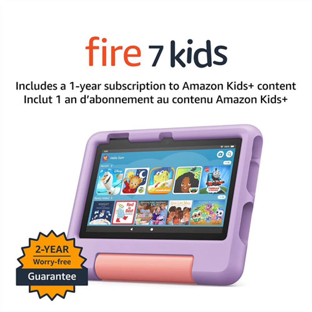 Amazon Fire 7 Kids Edition (2022) 7" 16GB FireOS Tablet with MTK/MT8168 4-Core Processor - Purple