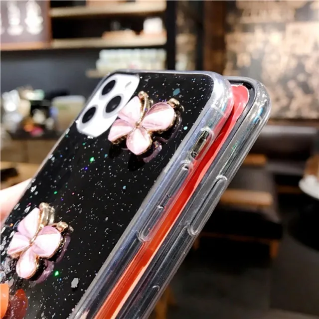 For Apple iPhone 11 Pro Yellow Smart Shockproof Dry Flower Glitter Case TPU  Back Cover