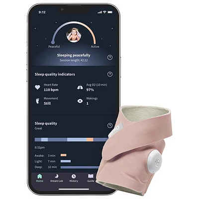 Owlet Dream Sock Wearable Baby Monitor (BM06N20MCJ) - Dusty Rose