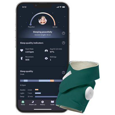 Owlet Dream Sock Wearable Baby Monitor (BM06N55MCJ) - Deep Sea Green