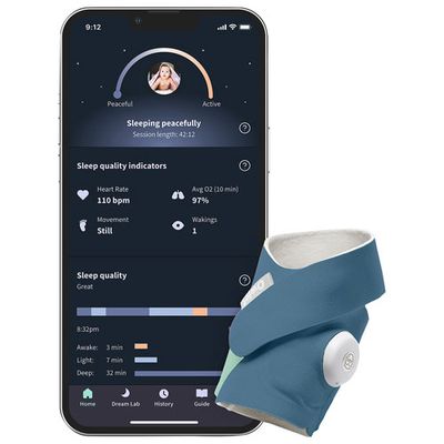 Owlet Dream Sock Wearable Baby Monitor (BM06N67MCJ) - Bedtime Blue