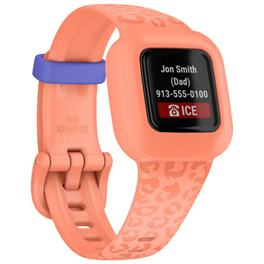 Garmin vivofit jr 3 Kids Activity Tracker - Peach Leopard