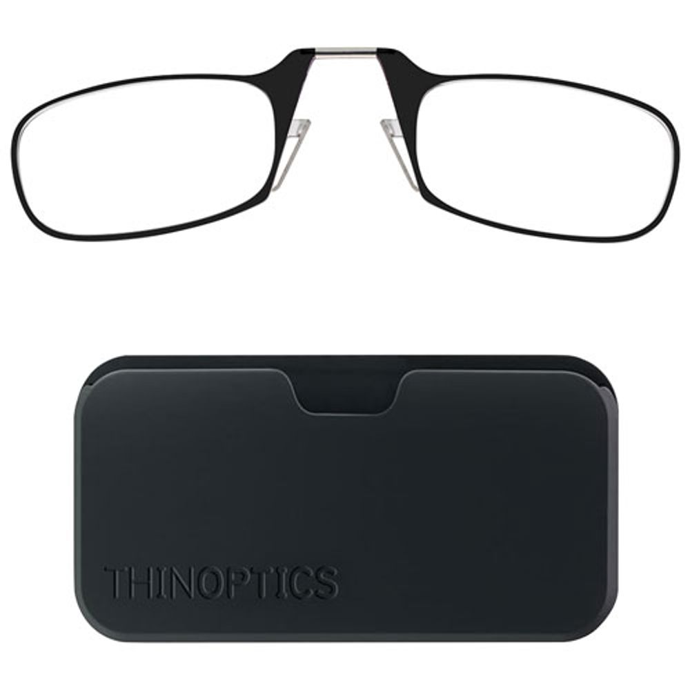 ThinOptics Black Pod & Reading Glasses with +2.0 Lens Strength