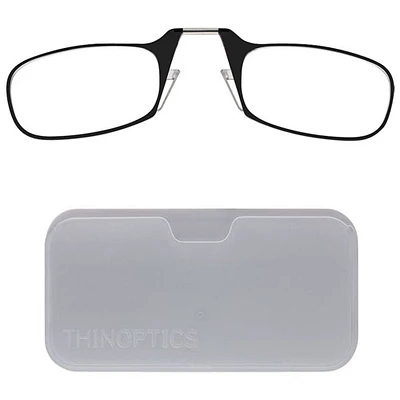 tui blanc et lunettes de lecture ThinOptics avec verres + 1,5