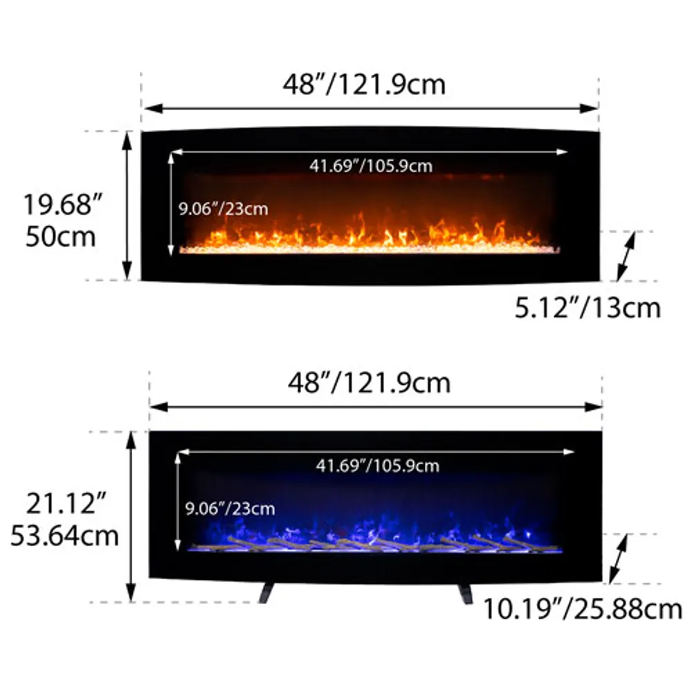 Paramount Stirling 48 Electric Curved Fireplace - 5100 BTU - Black |  Galeries de la Capitale