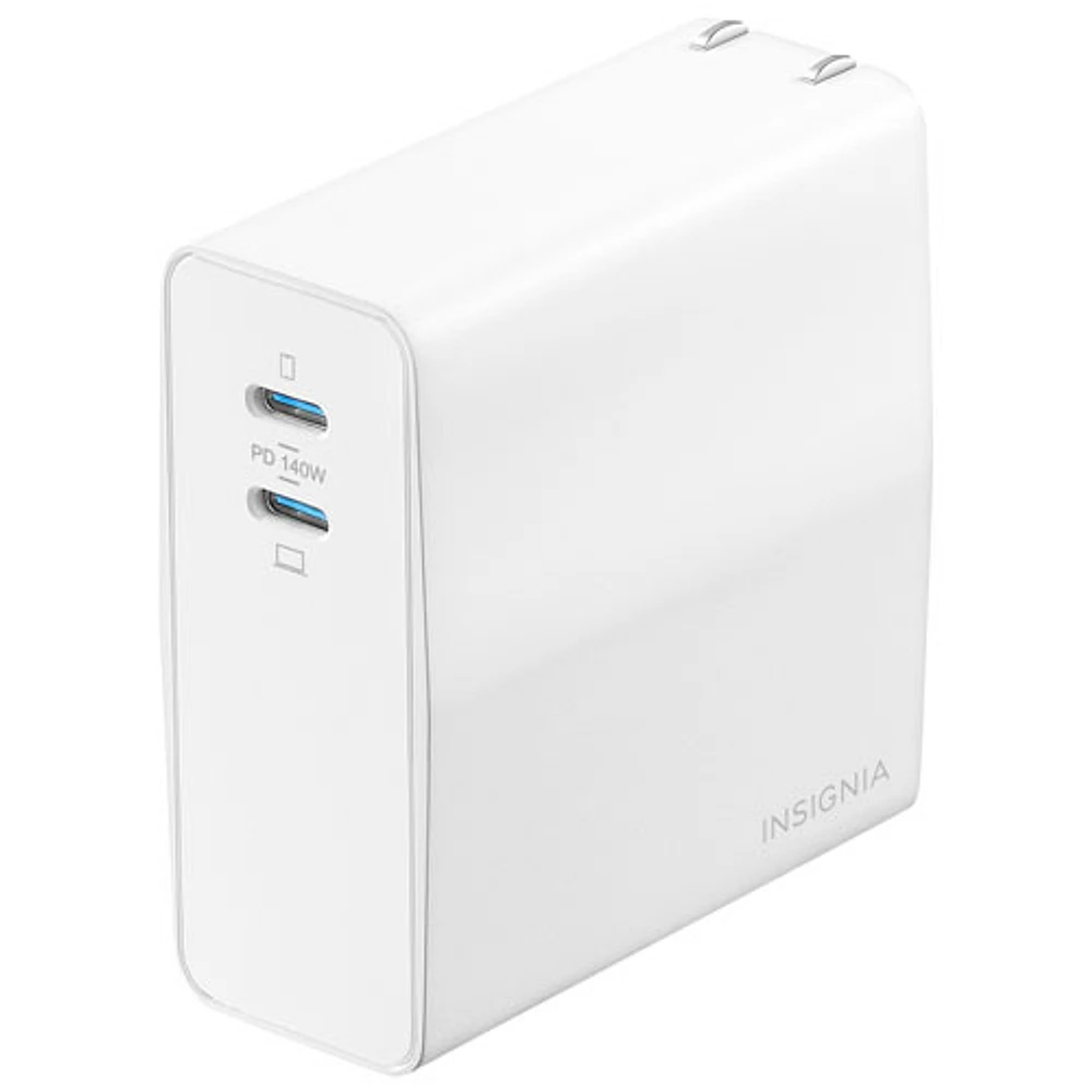 Insignia 140W 2-Port USB-C Wall Charger with 2.4m (8 ft.) USB-C Cable (NS-PW3X4C2W22B-C) - Only at Best Buy