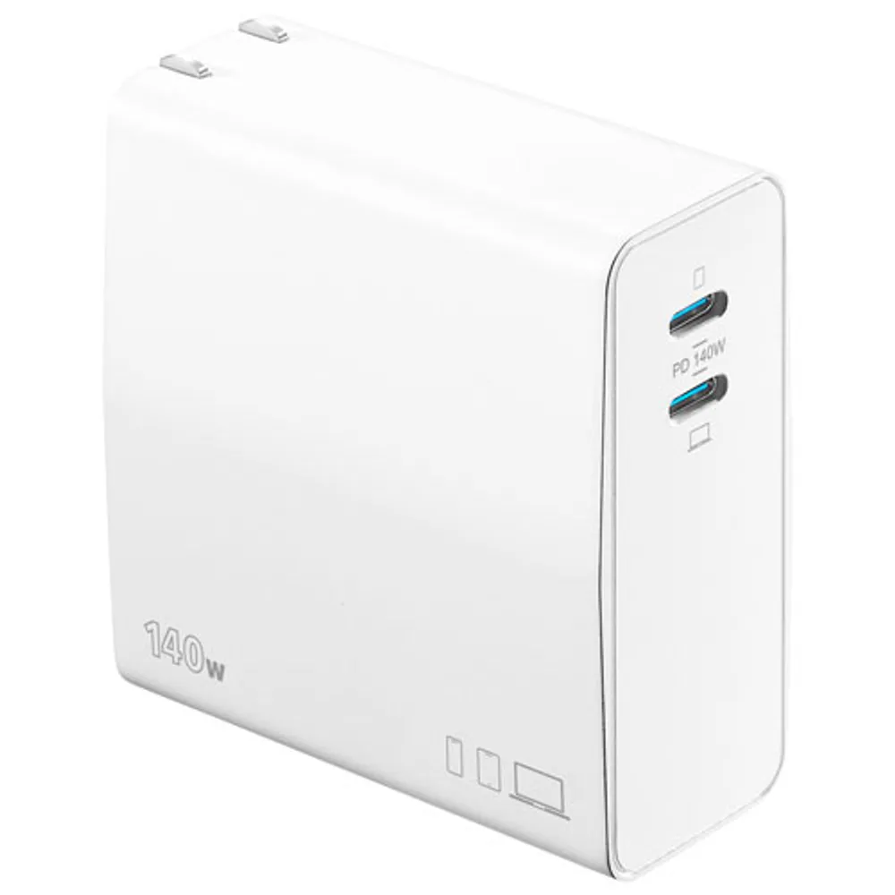 Insignia 140W 2-Port USB-C Wall Charger with 2.4m (8 ft.) USB-C Cable (NS-PW3X4C2W22B-C) - Only at Best Buy