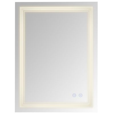 kleankin 24'' x 32'' LED Bathroom Mirror, Dimmable Lighted Anti Fog Wall-Mounted Mirror, with 3 Color, Smart Touch, Plug-in, Vertical or Horizontal Hanging