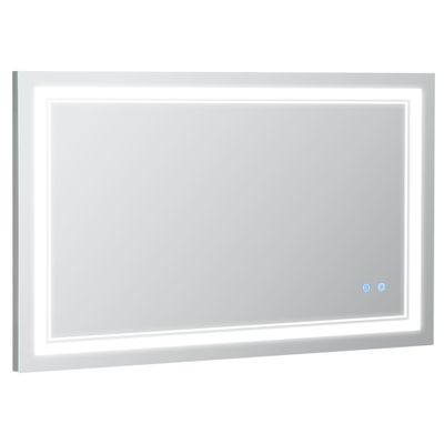 kleankin 40'' x 24'' LED Bathroom Mirror, Dimmable Lighted Wall-Mounted Mirror with 3 Light Colors, Memory Function, Vertical and Horizontal Hanging