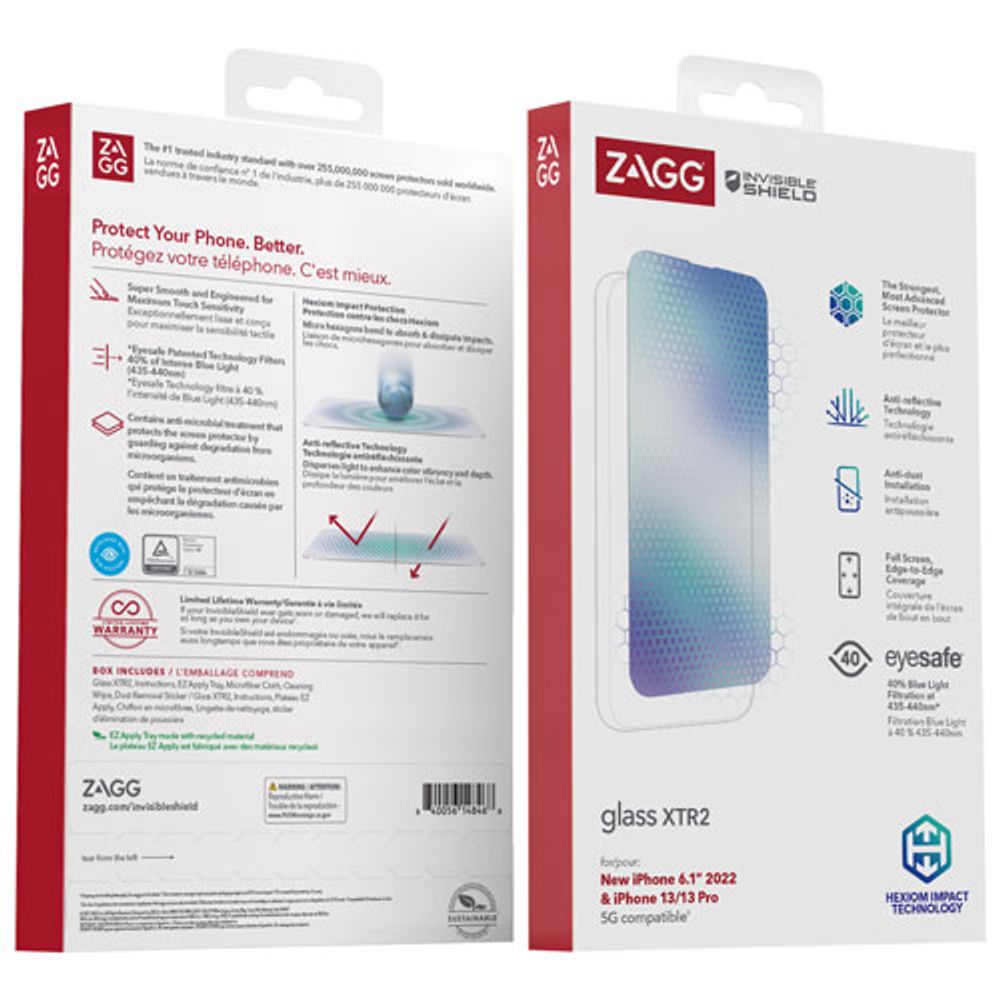 InvisibleShield by Zagg Glass XTR2 Screen Protector for iPhone 14/13 Pro/13