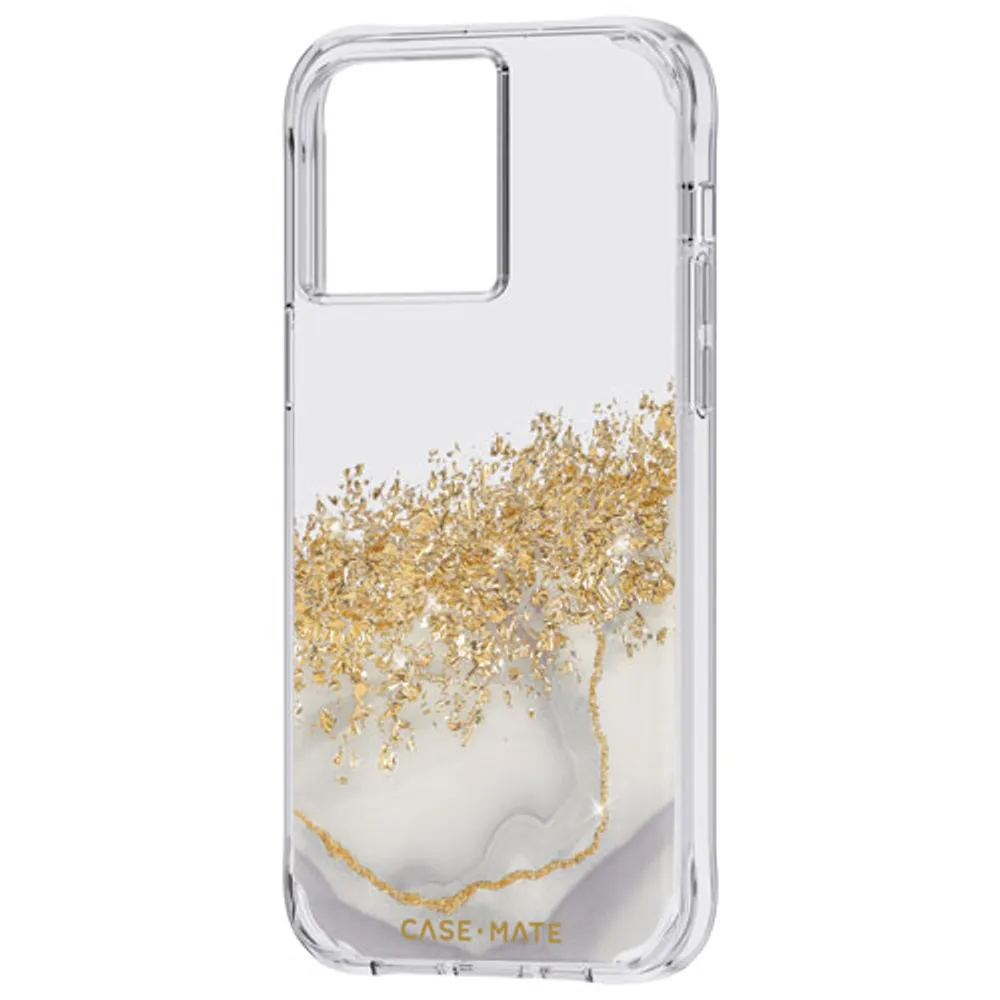 Case-Mate Karat Marble Fitted Hard Shell Case for iPhone 14 Pro Max - Clear/Gold