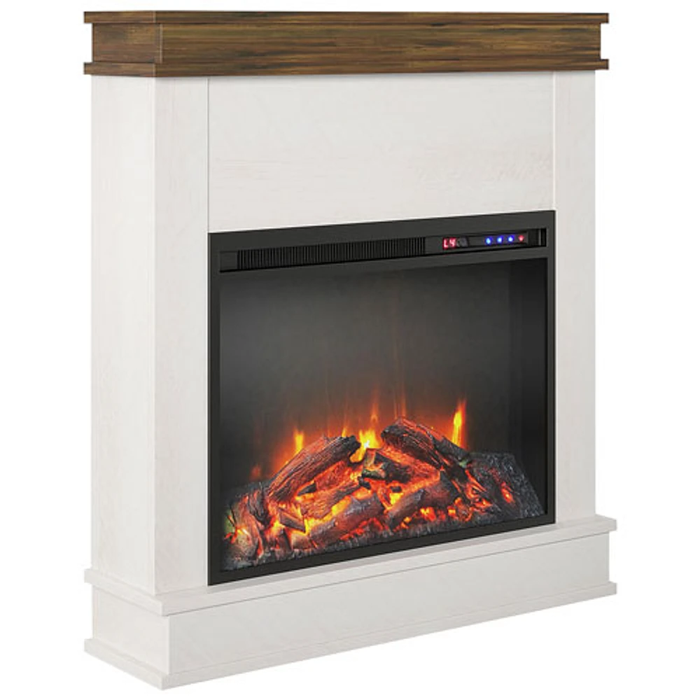 Ameriwood Home Mateo Fireplace with Mantel - 4600 BTU - Ivory Oak