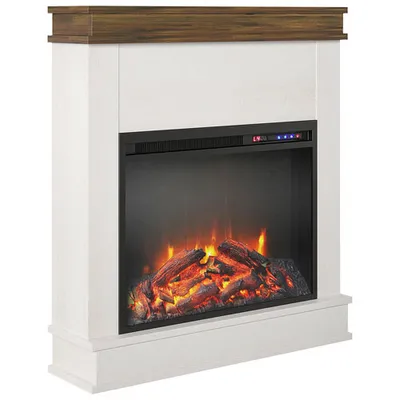 Ameriwood Home Mateo Fireplace with Mantel - 4600 BTU - Ivory Oak