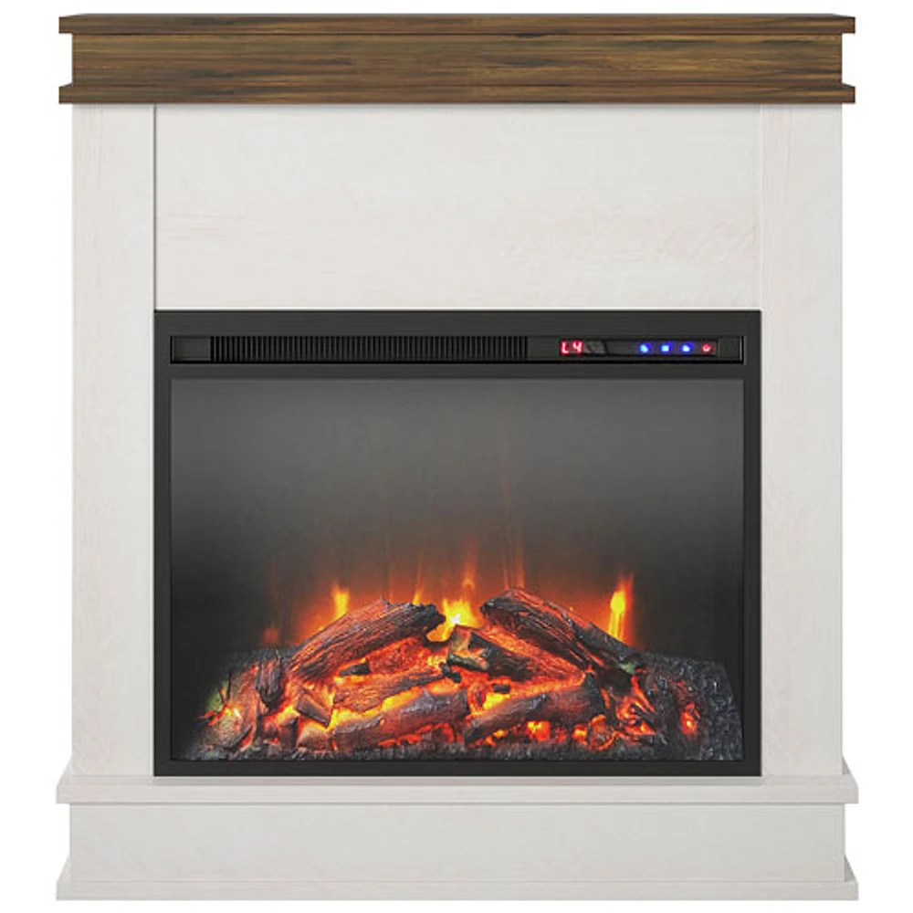 Ameriwood Home Mateo Fireplace with Mantel - 4600 BTU - Ivory Oak