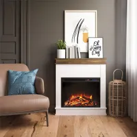 Ameriwood Home Mateo Fireplace with Mantel - 4600 BTU - Ivory Oak