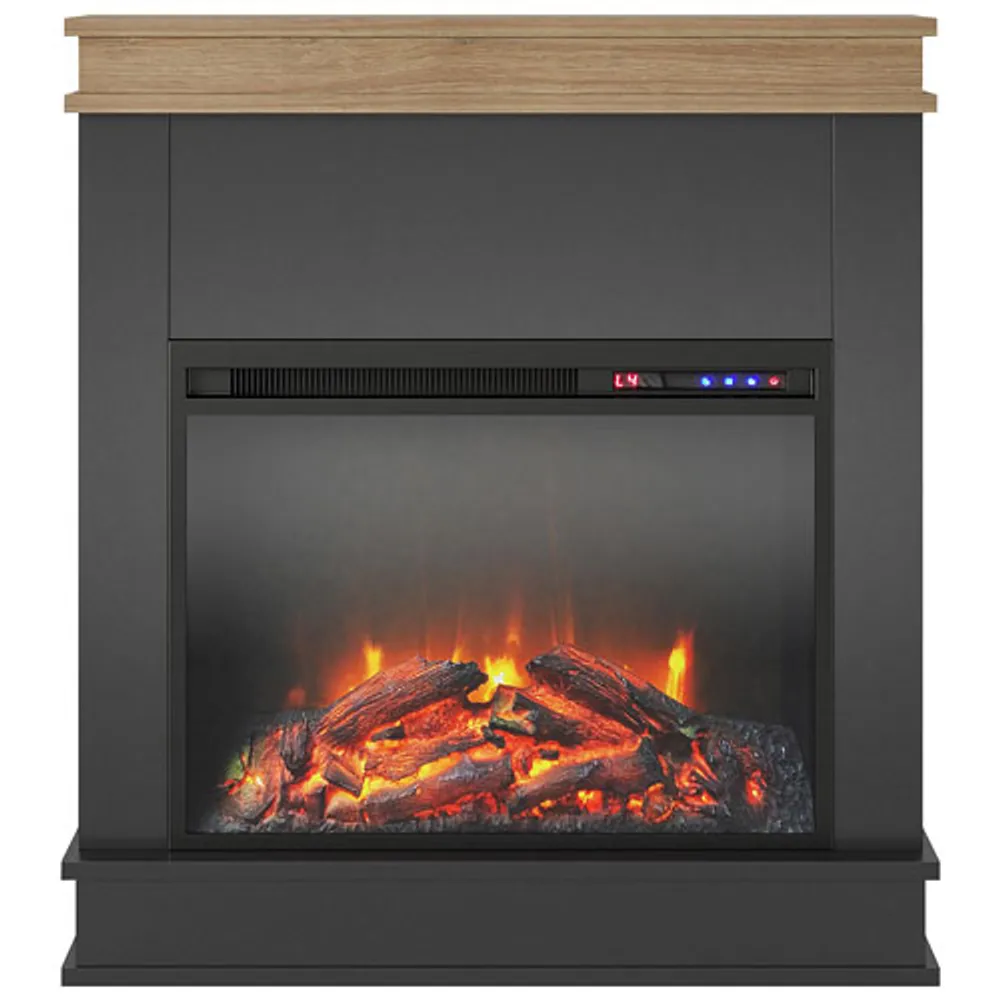 Ameriwood Home Mateo Fireplace with Mantel - 4600 BTU - Black