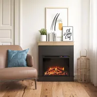 Ameriwood Home Mateo Fireplace with Mantel - 4600 BTU - Black