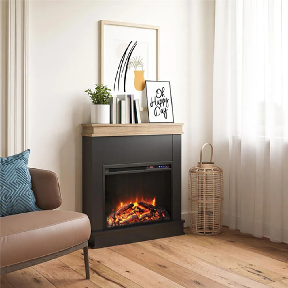 Ameriwood Home Mateo Fireplace with Mantel - 4600 BTU - Black