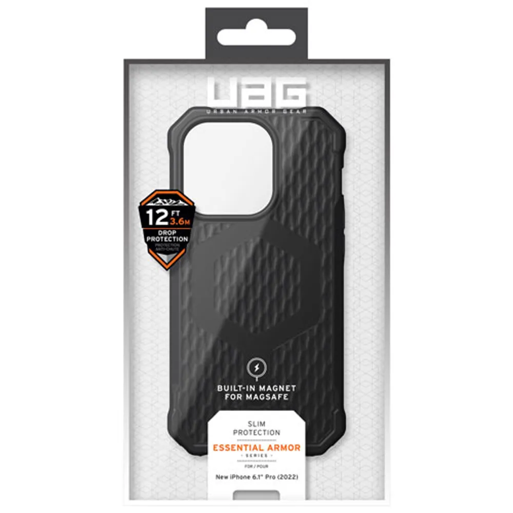 Étui souple ajusté Essential Armor d'UAG avec MagSafe pour iPhone 14 Pro - Noir