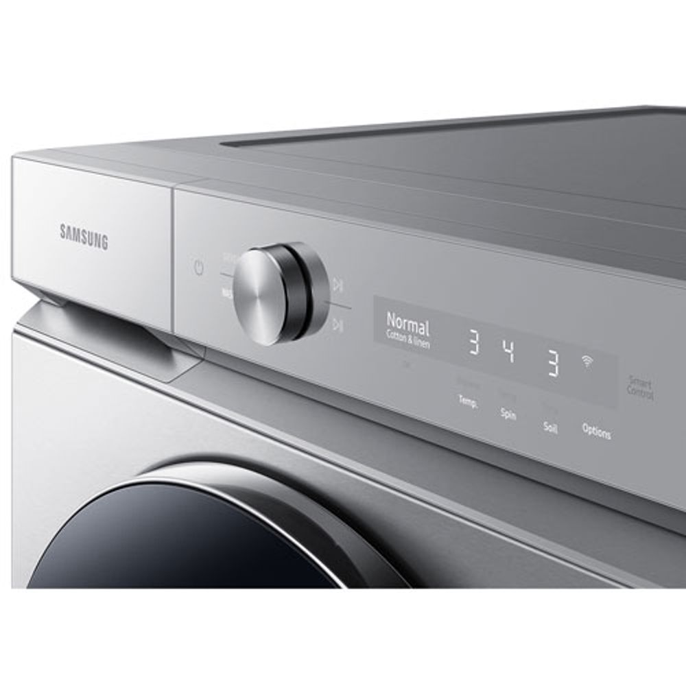 Samsung Bespoke 6.1 Cu. Ft. High Efficiency Front Load Steam Washer (WF53BB8900ATUS) - Silver Steel