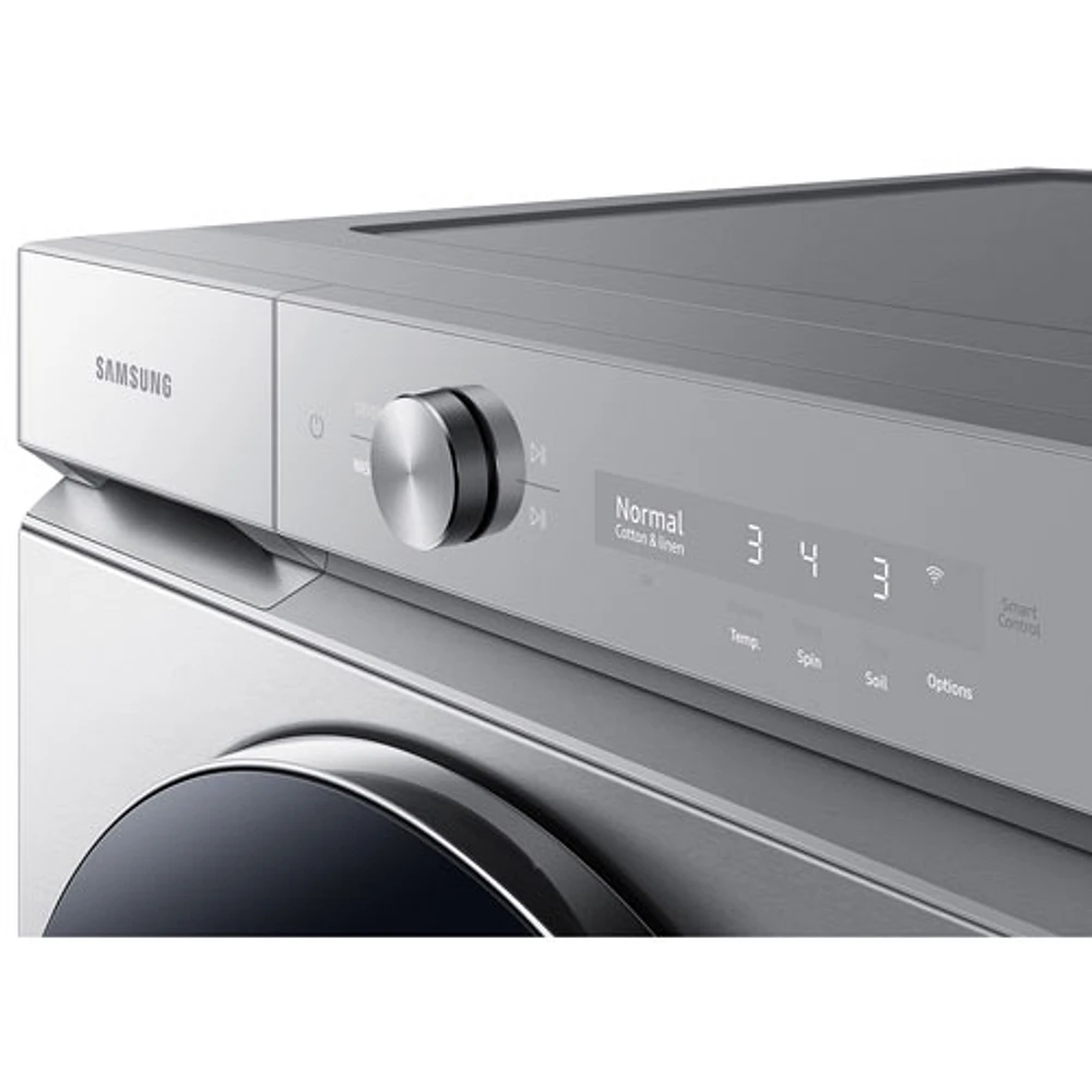 Samsung Bespoke 6.1 Cu. Ft. High Efficiency Front Load Steam Washer (WF53BB8900ATUS) - Silver Steel