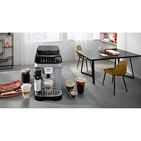 DeLonghi Magnifica Evo Automatic Espresso Maker with Frother & Grinder & Over Ice Function-Silver/Black