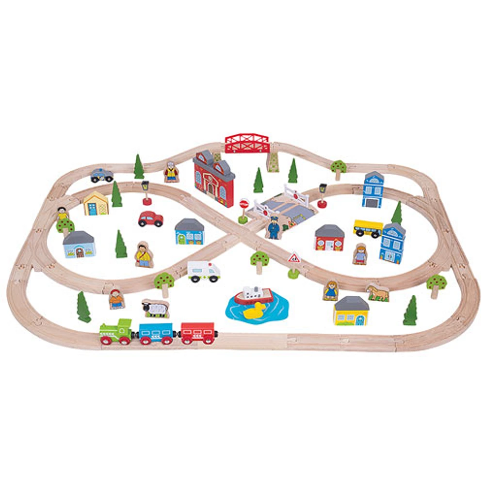 Jeu de train de ville et de campagne de Bigjigs Toys