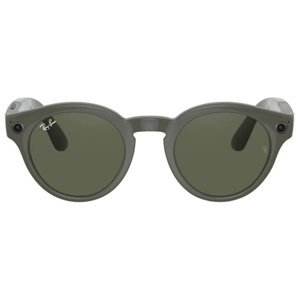 Ray-Ban Stories Round Smart Glasses with Photo, Video & Audio - Shiny Olive