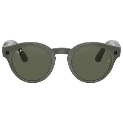 Ray-Ban Stories Round Smart Glasses with Photo, Video & Audio - Shiny Olive