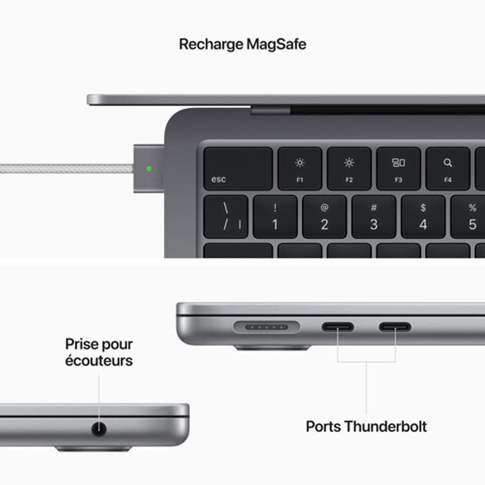 Apple MacBook Air 13.6" w/ Touch ID (2022) - Space Grey (Apple M2 Chip / 256GB SSD / 8GB RAM) - French