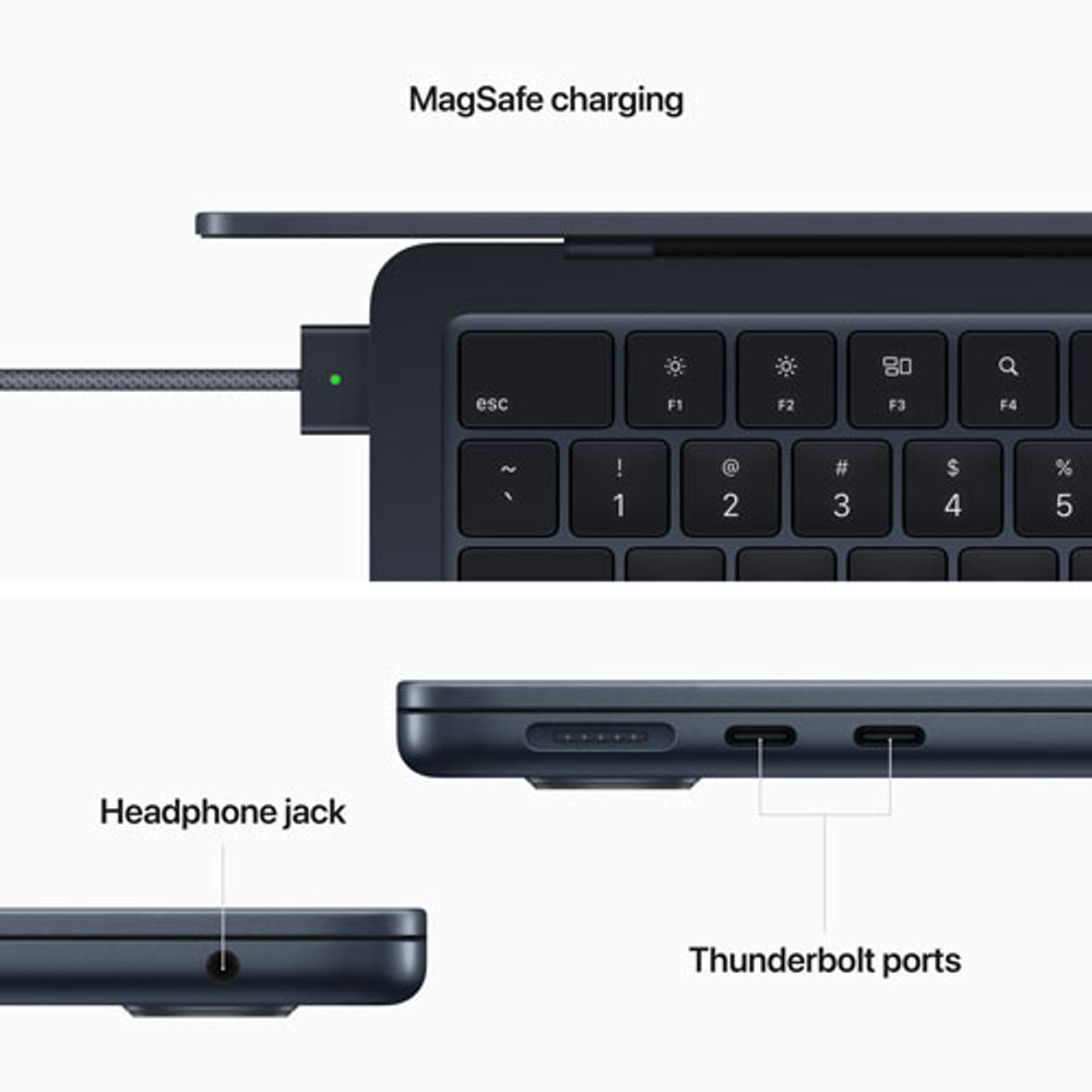 Apple MacBook Air 13.6" w/ Touch ID (2022) - Midnight (Apple M2 Chip / 512GB SSD / 8GB RAM