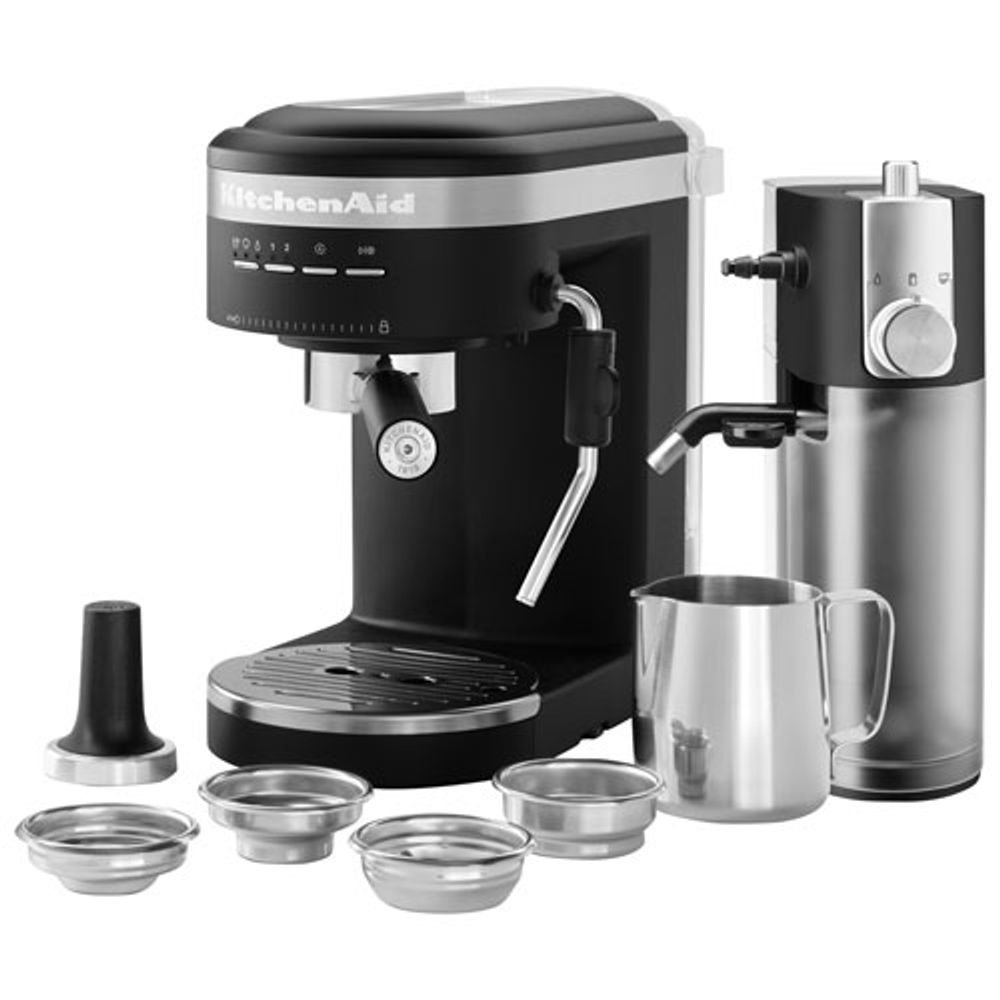 KitchenAid Semi-Automatic Espresso Machine with Automatic Milk Frother Attachment - Black Matte