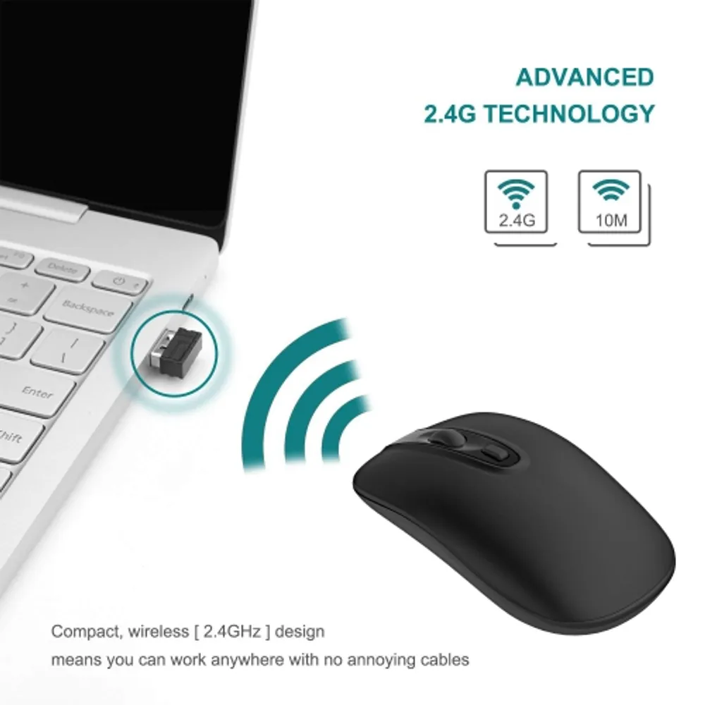 HLD Rechargeable Wireless Mouse for Laptop, Cimetech 2.4G Computer Mouse  Cordless Optical Mice, Slim Quiet Wireless Mouse with U