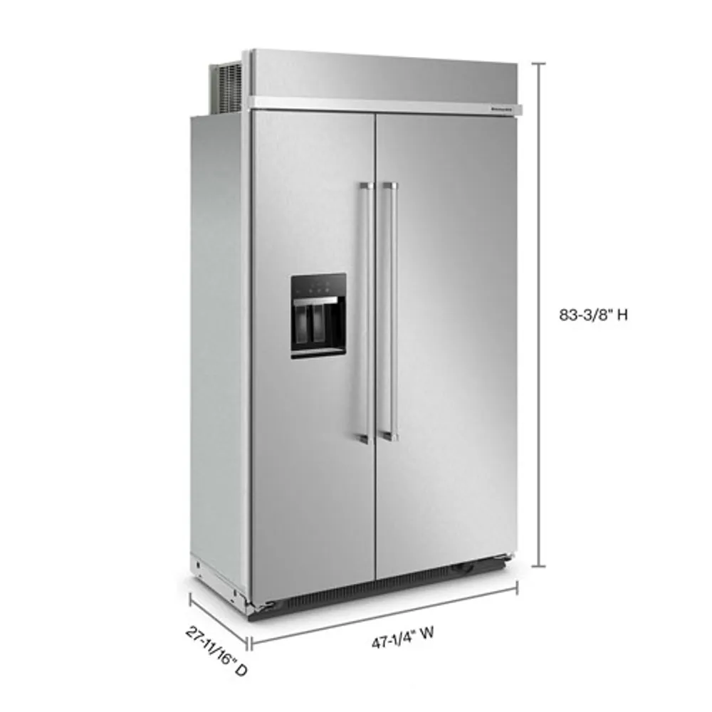 KitchenAid 48" 30 Cu. Ft. Side-By-Side Refrigerator with Water & Ice Dispenser (KBSD708MPS) - Stainless