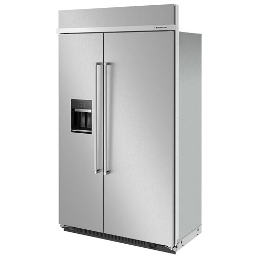 Réfrigérateur à congélateur juxtaposé 30 pi³ 48 po avec distributeur d'eau et de glaçons de KitchenAid (KBSD708MSS) - Inox