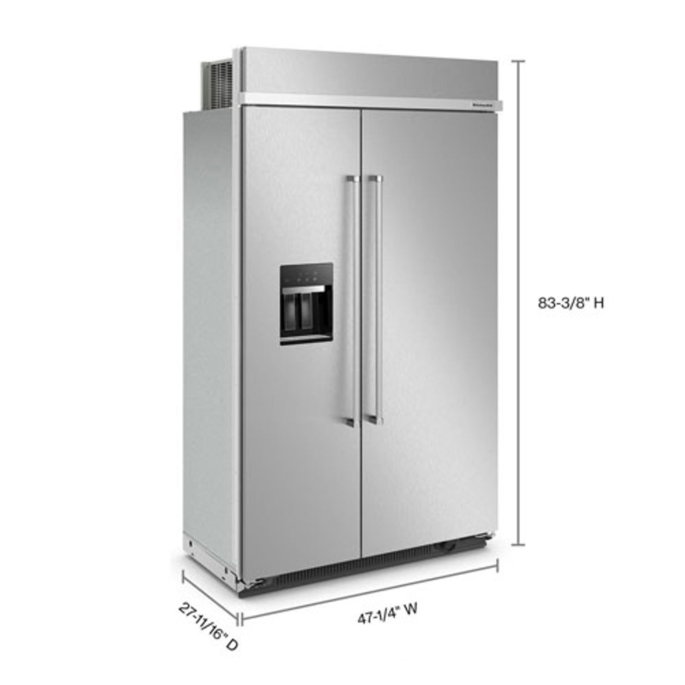 KitchenAid 48" 30 Cu. Ft. Side-By-Side Refrigerator with Water & Ice Dispenser (KBSD708MSS) - Stainless