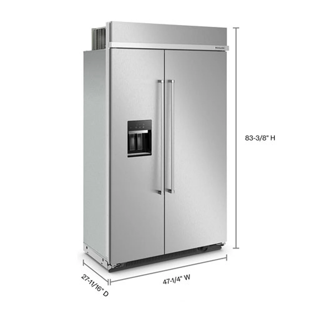 Réfrigérateur à congélateur juxtaposé 30 pi³ 48 po avec distributeur d'eau et de glaçons de KitchenAid (KBSD708MSS) - Inox