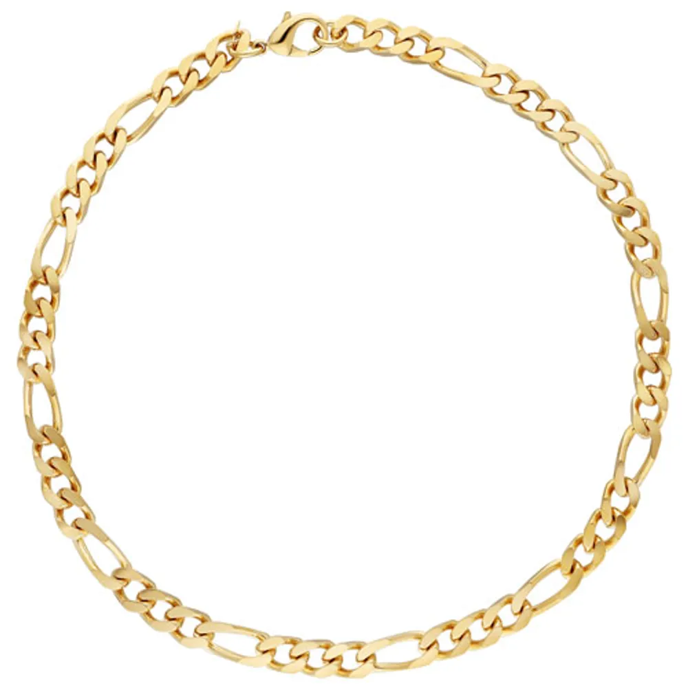 22" 18K Yellow Gold Plated Over Bronze Modern Figaro Necklace