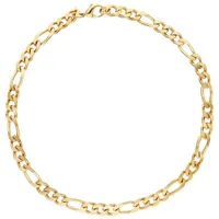 22" 18K Yellow Gold Plated Over Bronze Modern Figaro Necklace