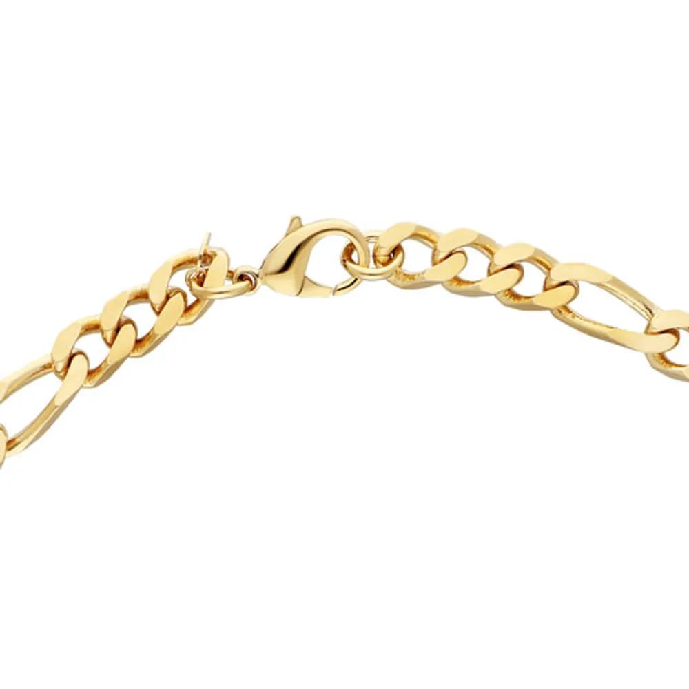 22" 18K Yellow Gold Plated Over Bronze Modern Figaro Necklace