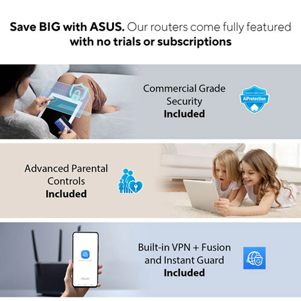 ASUS ZenWifi Pro ET12 AXE11000 Whole Home Mesh Wi-Fi 6E System (90IG05Z0-MX1A20) - 2 Pack