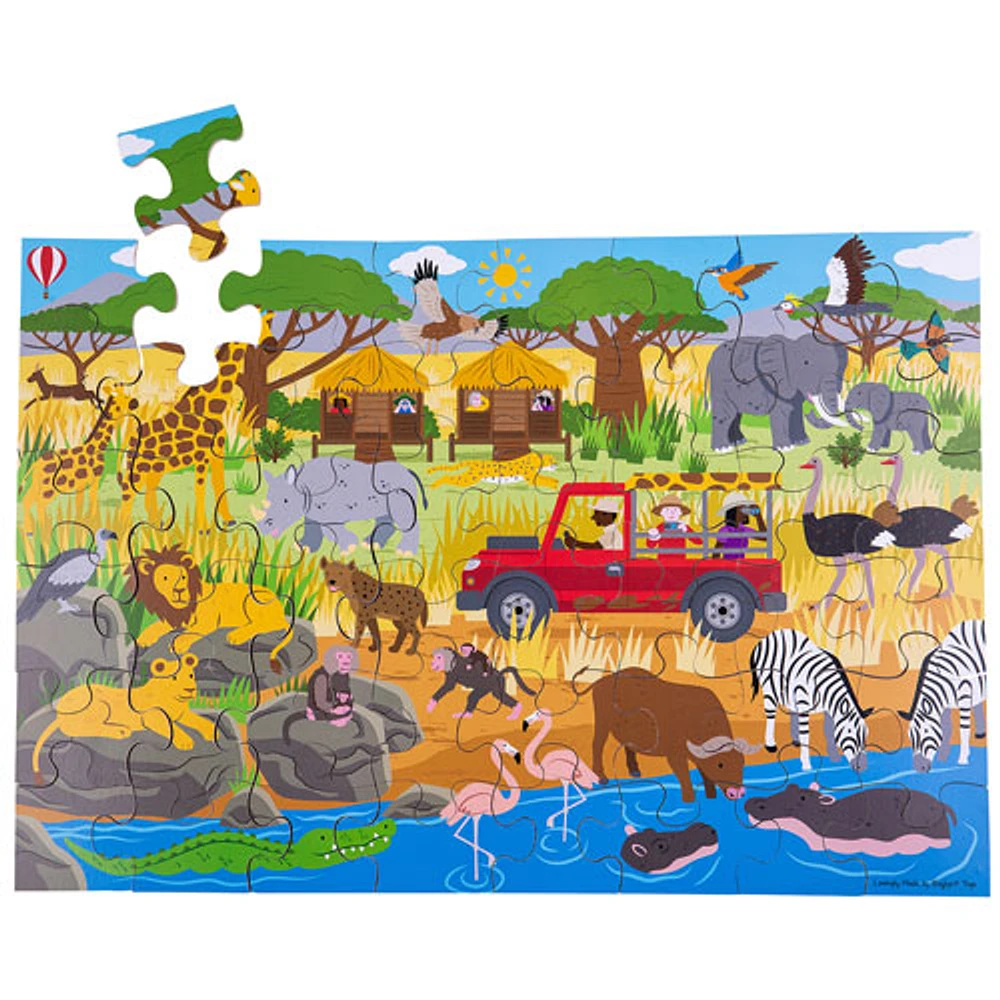 Casse-tête de plancher d'aventure africaine de Bigjigs Toys - 48 morceaux