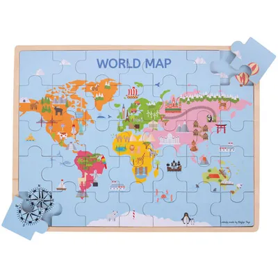 Bigjigs Toys World Map Puzzle - 35 Pieces