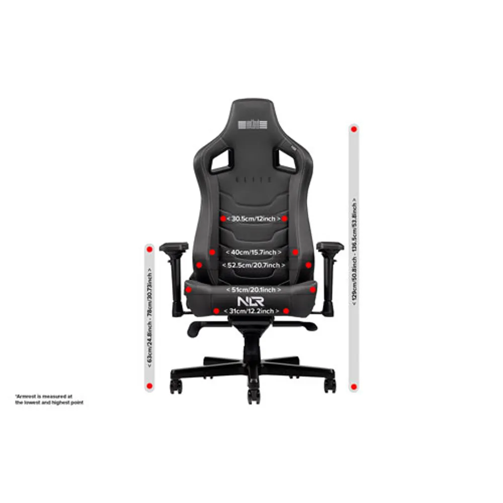 Next Level Racing Elite Gaming Chair Black Leather Edition