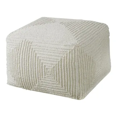 Uttermost Sovanna Geometric Coastal Wool and Cotton Pouf in Ivory