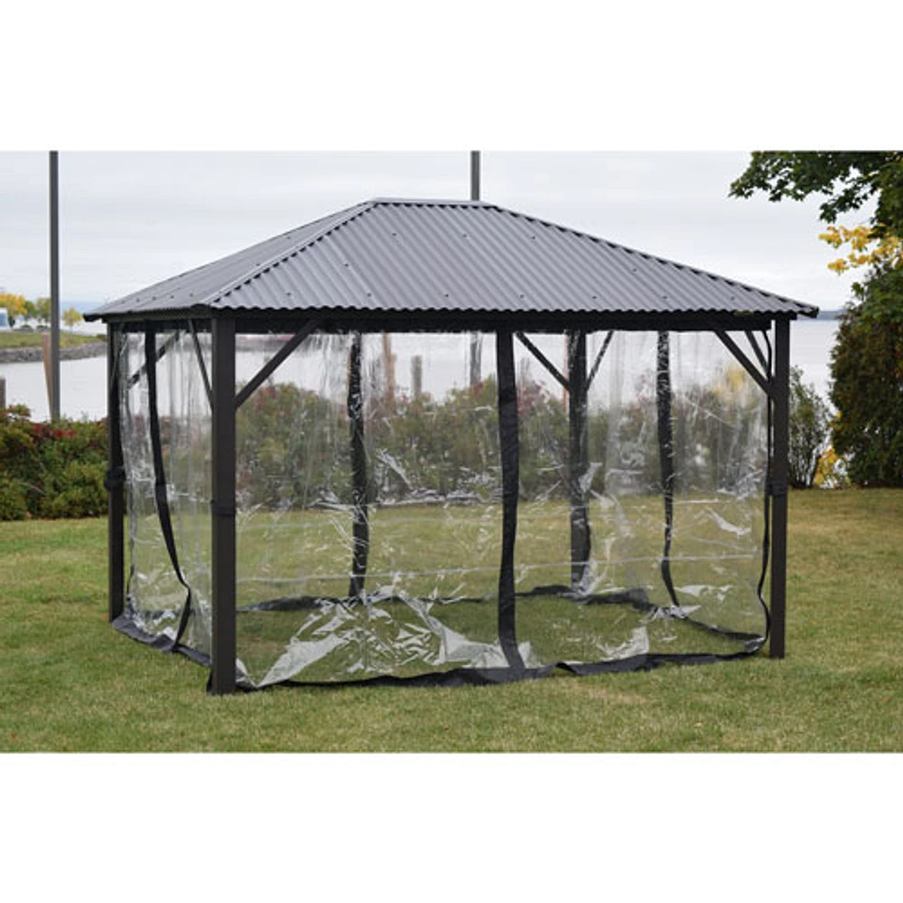 Corriveau Safezone Mica Curtain for 10’ x 10’ Gazebo - Transparent/Black