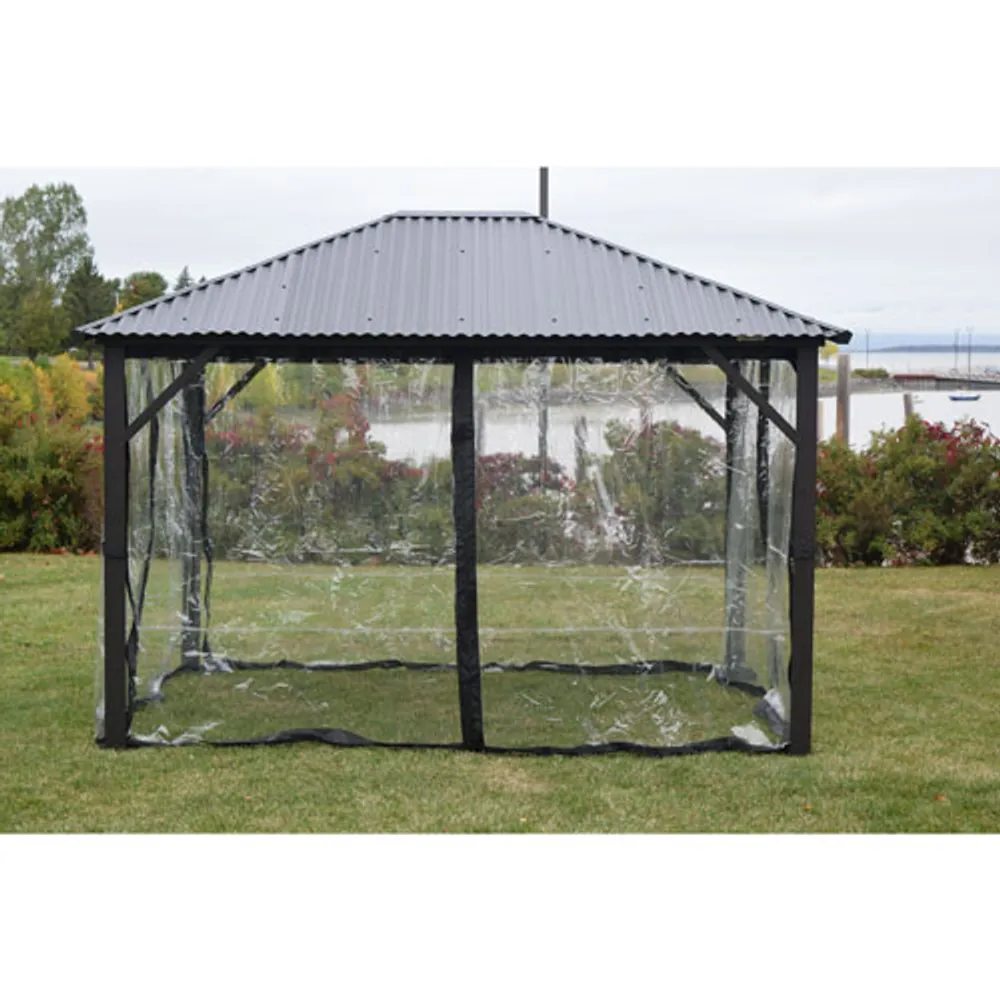 Corriveau Safezone Mica Curtain for 10’ x 12’ Gazebo - Transparent/Black