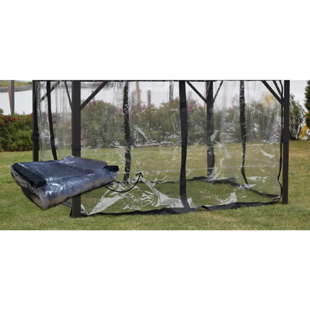 Corriveau Safezone Mica Curtain for 10’ x 14’ Gazebo - Transparent/Black